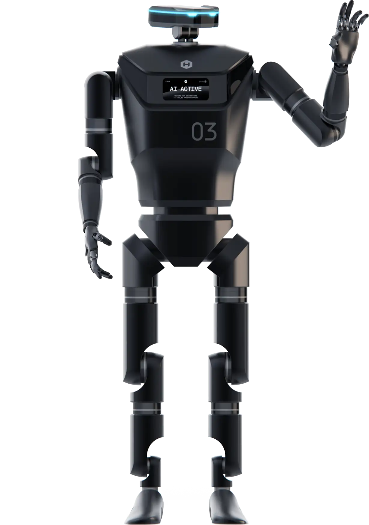 Mark I Humanoid Robot from Hammer Robotics waving at you full body